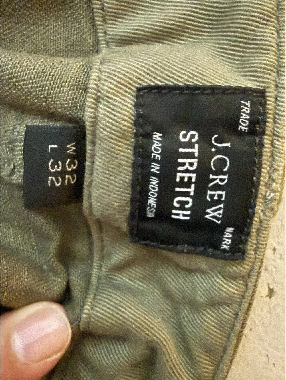 J. Crew Mens Straight Stretch Cargo Pants , Dark Green 32x32
